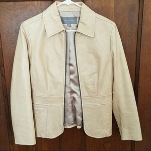 Ann Taylor Women's Leather Jacket, Tan, XS